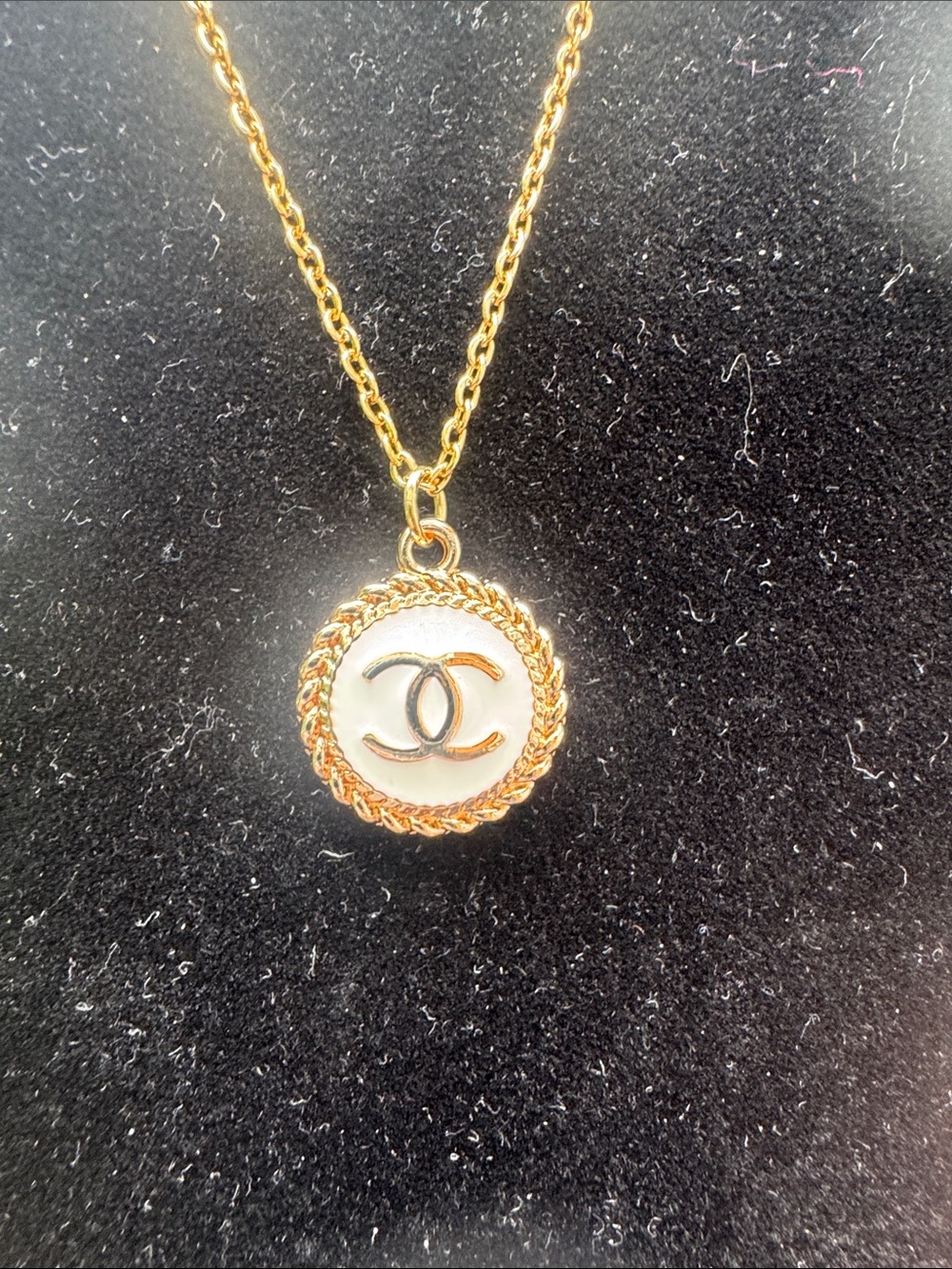 Pendant  Gold-Tone Pendant Necklace with White Enamel
